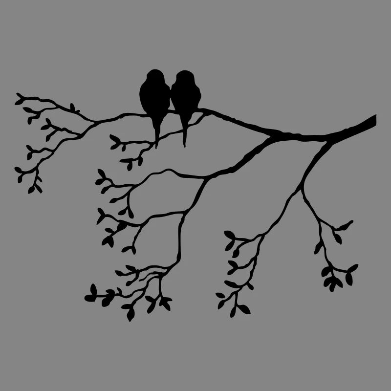 Vogelpaar on thin branch