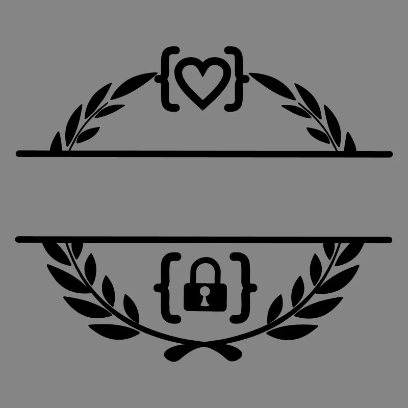 Code mit Herz und Code mit Schloss in Lorbeerkranz m