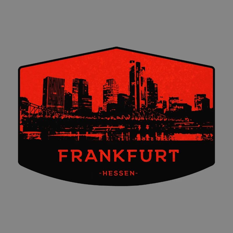 Frankfurter Skyline Patch Rot Schwarz