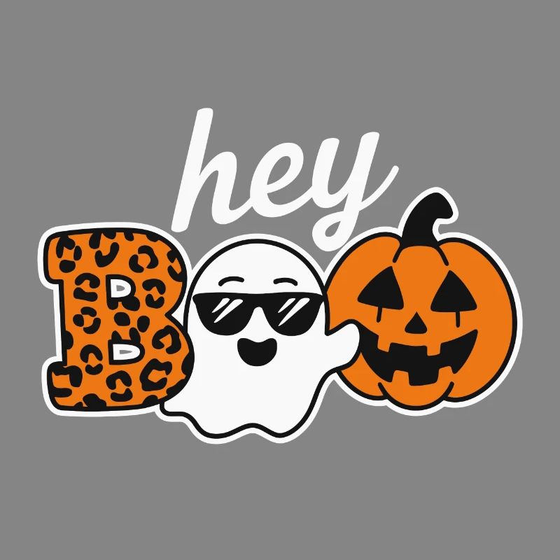 Hey Boo Halloween Leopard Ghost