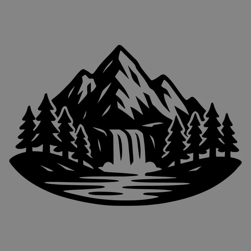 Mountains Landscape Forest Waterfall