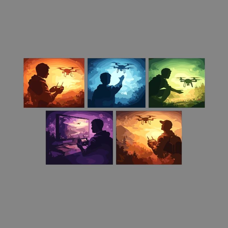 Collage de Coucher de Soleil de Drone