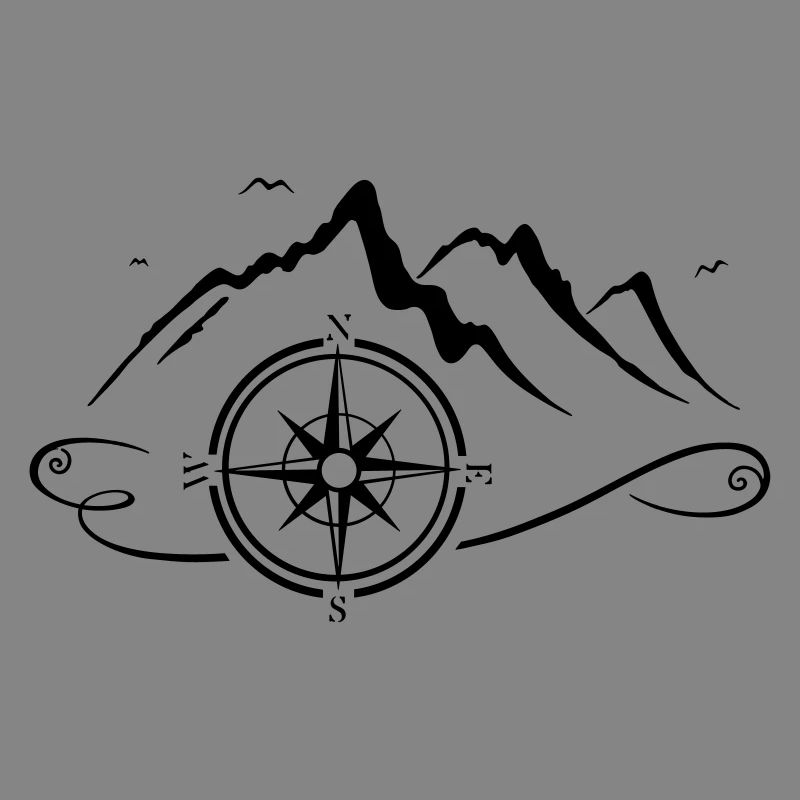 Mountains with compass
