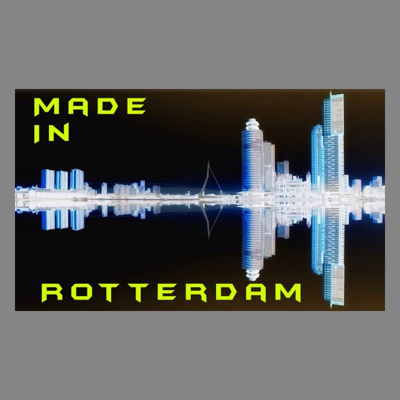 Futuristic Rotterdam Skyline Reflection