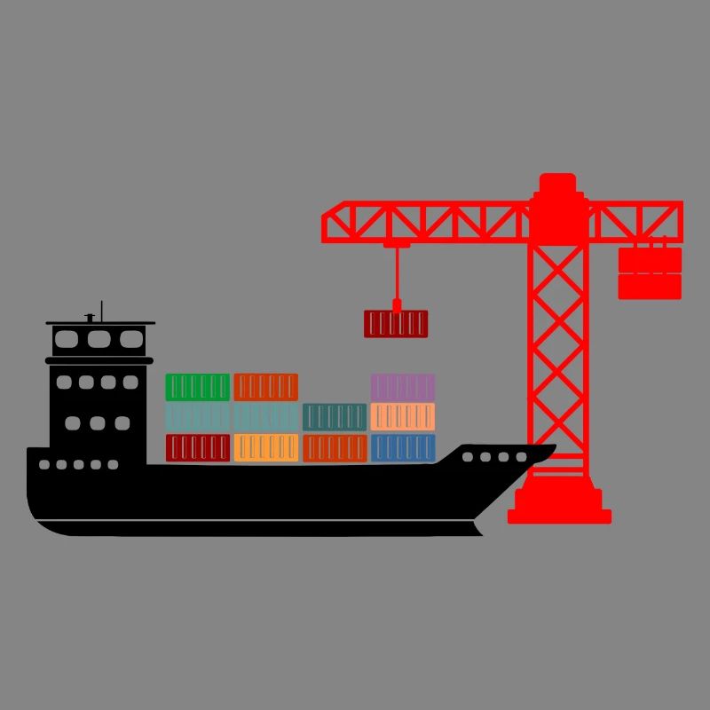 Sea container boat with crane unloading 2