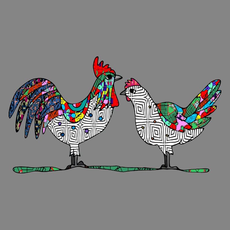 Rooster and hen