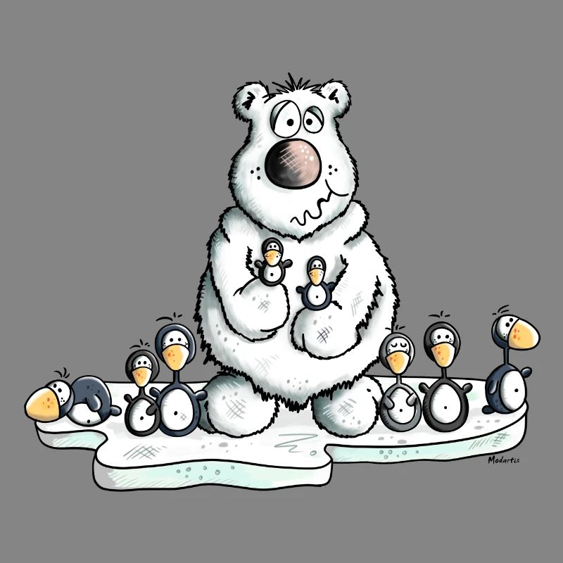 Polar Bear with Penguins