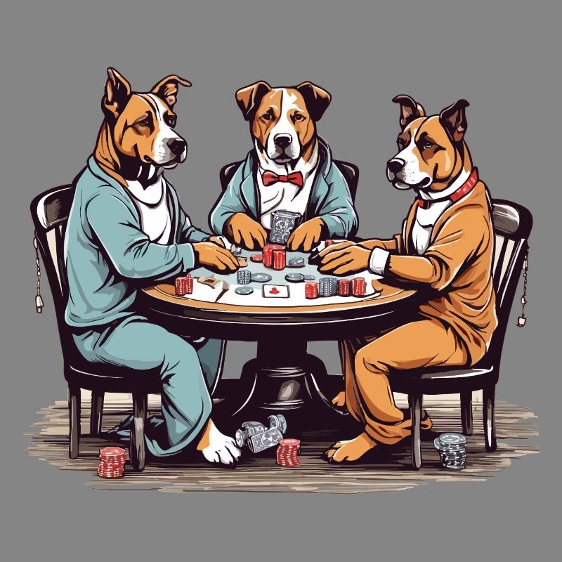 Three Dogs Playing Poker