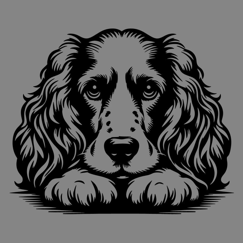 Cocker Spaniel Kopf mit Pfoten