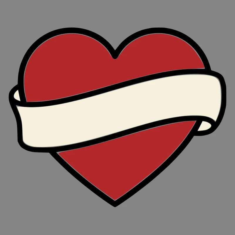 Tattoo Heart Banner Scroll Vector