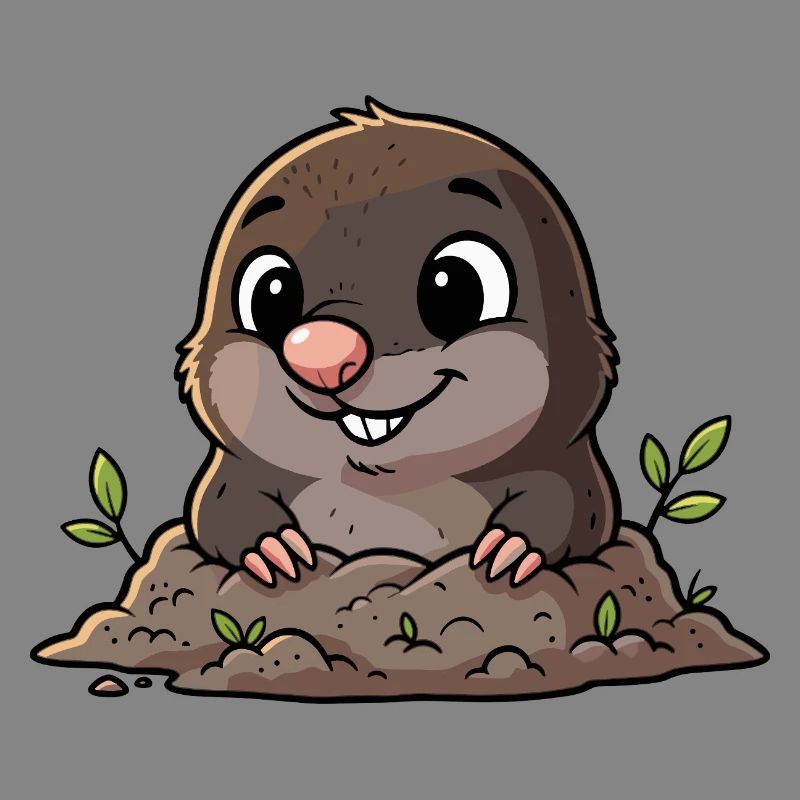 Cute mole digging