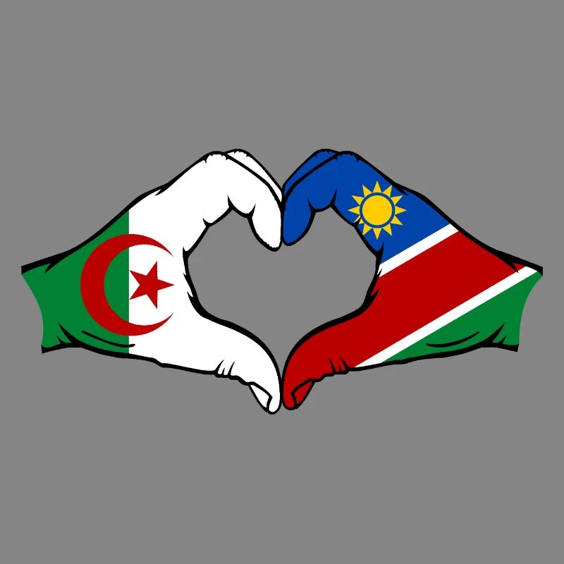 Algeria Namibia Flag Hands Heart Shape