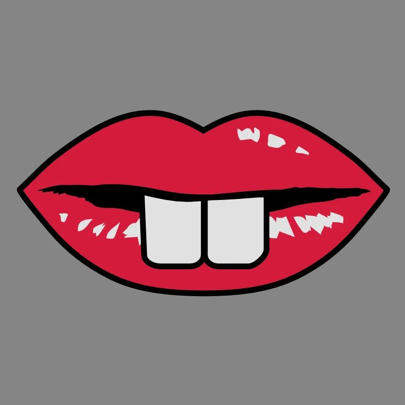 Buck teeth and red lips