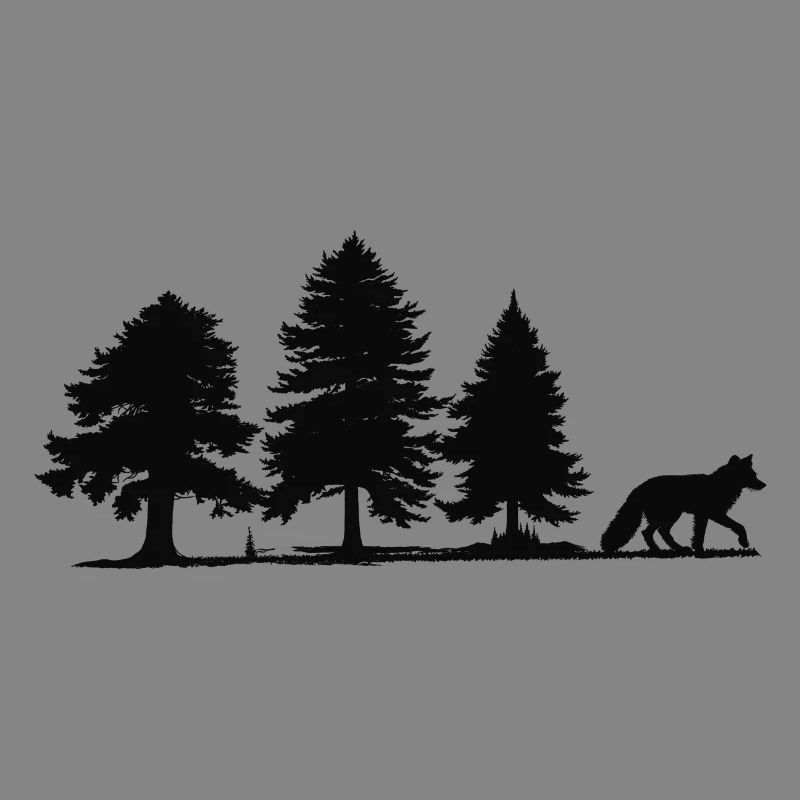 Forest Path Fox Silhouette