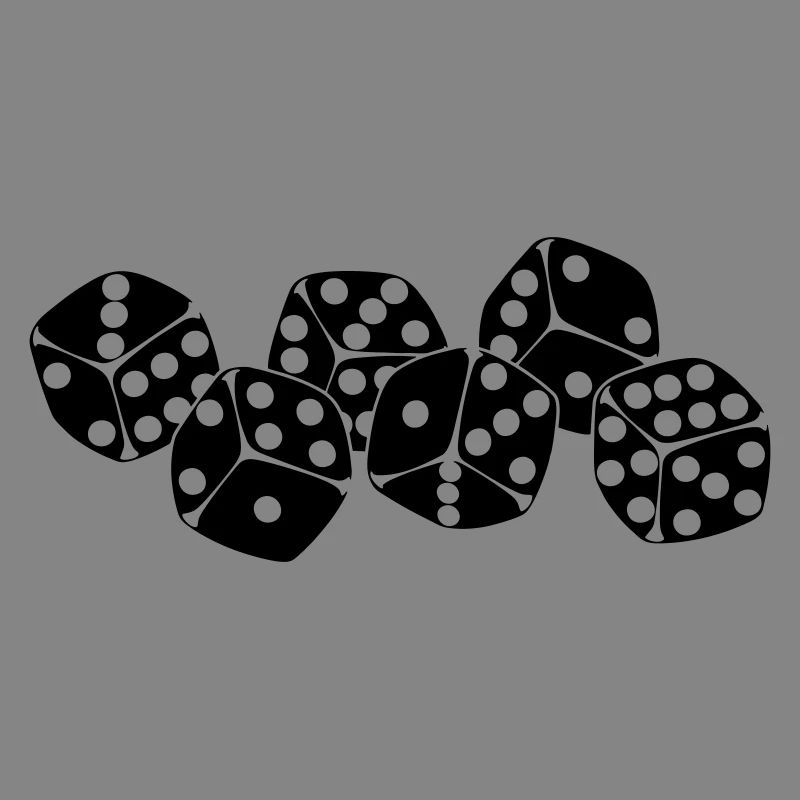 Six dice next to each other