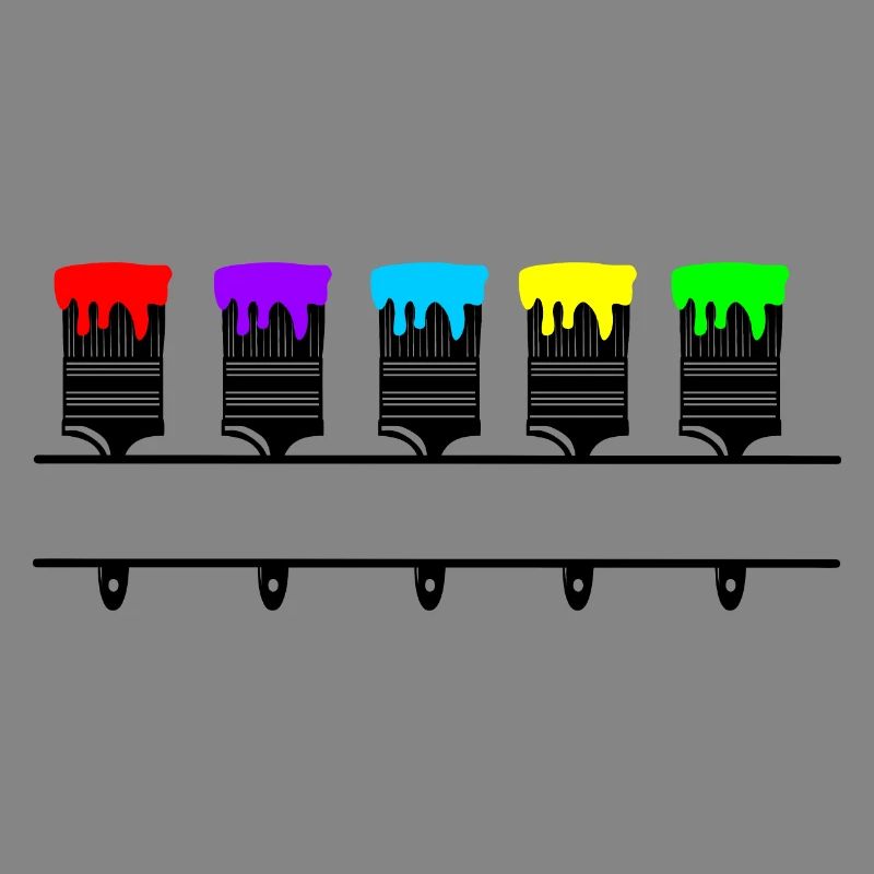 Coloured paintbrushes with blank recess