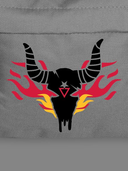 Bull skull with flames