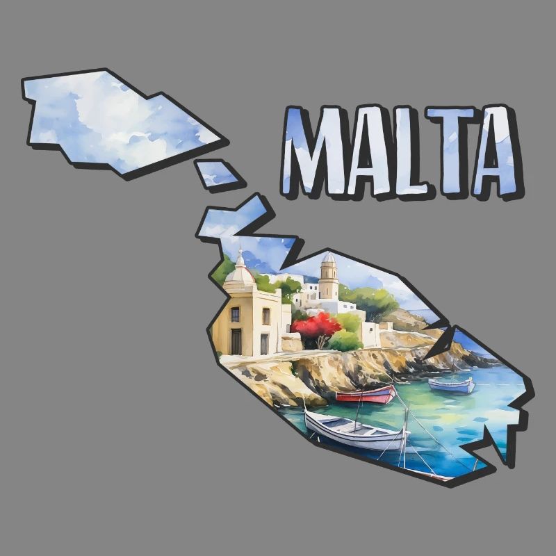 Watercolor Map Malta