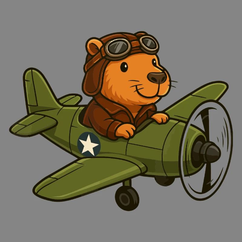 Flying Beaver Pilot in Plane