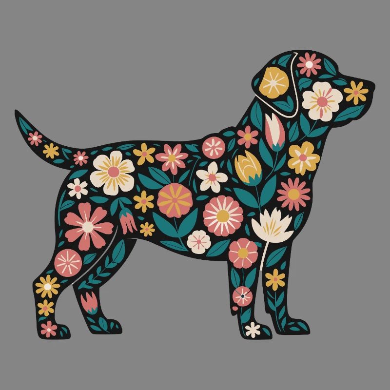 Flower Dog Silhouette