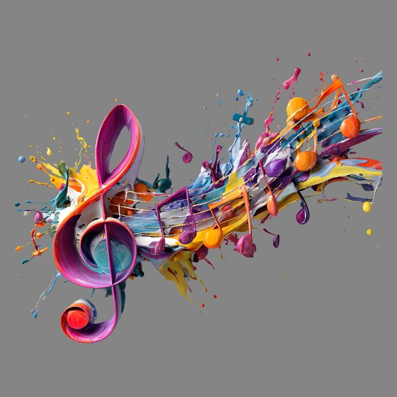 Coloured notes with clef