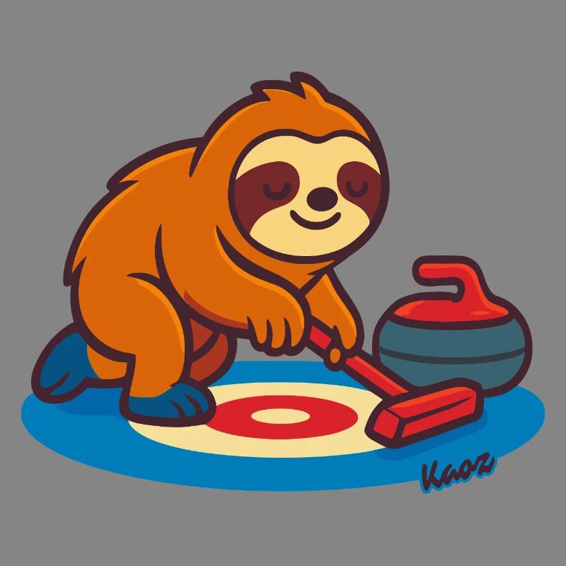 Curling Sloth on Broom