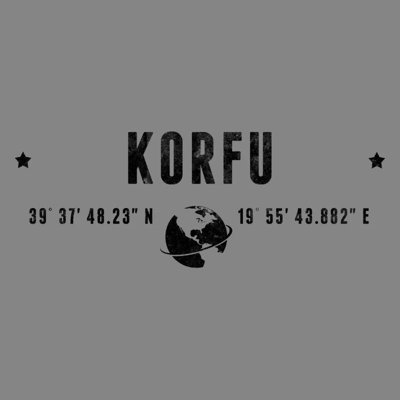 Corfu Stylized Geographical Coordinates