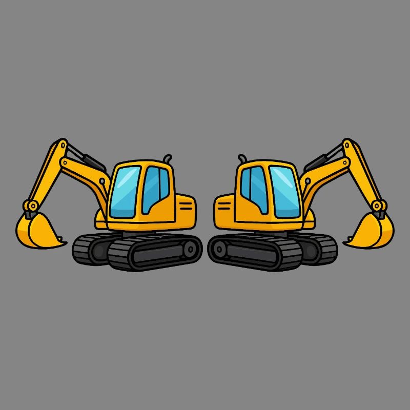 Silhouette de machine de construction double