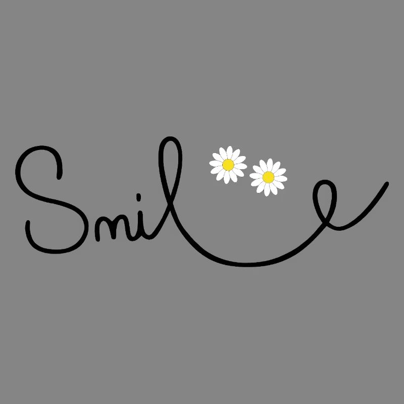 Flowery smile in cursive script