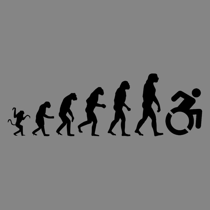 Evolution des Rollstuhls, der Rolle, des Humors *