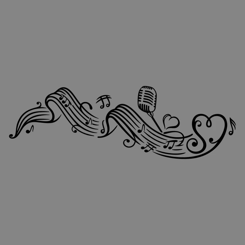 Notenblatt mit microphon, music, notes, clef