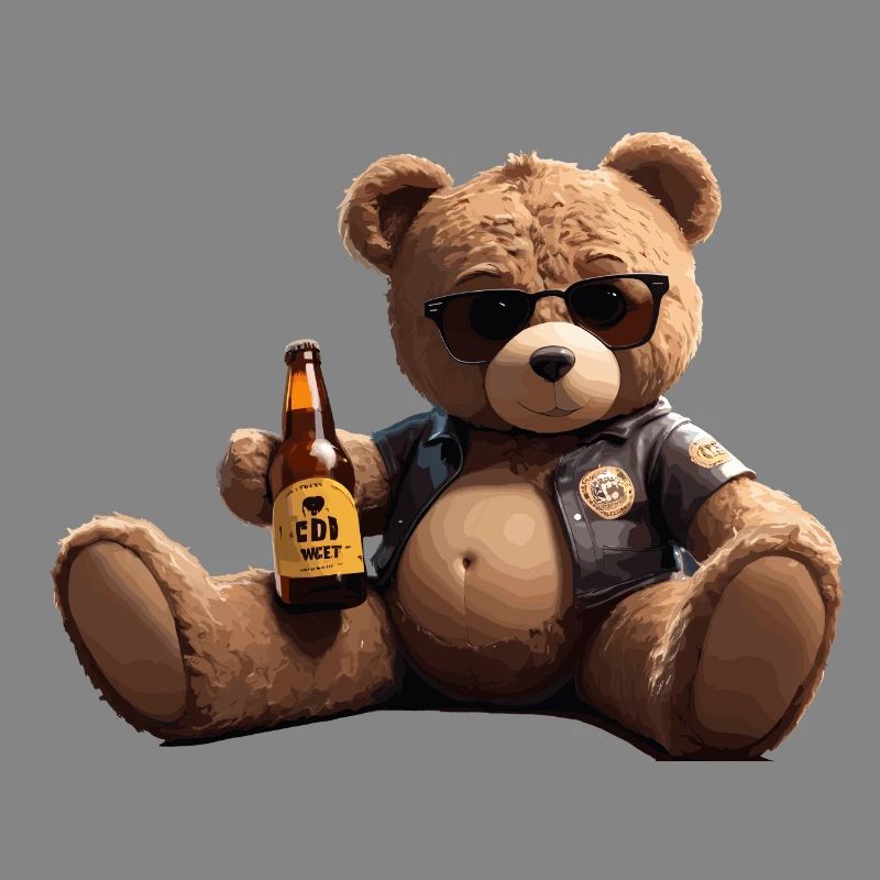 Biker Teddybär mit Bier