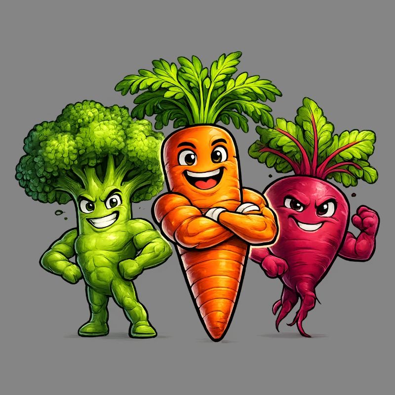 Strong vegetable team – broccoli, carrot & beetroot