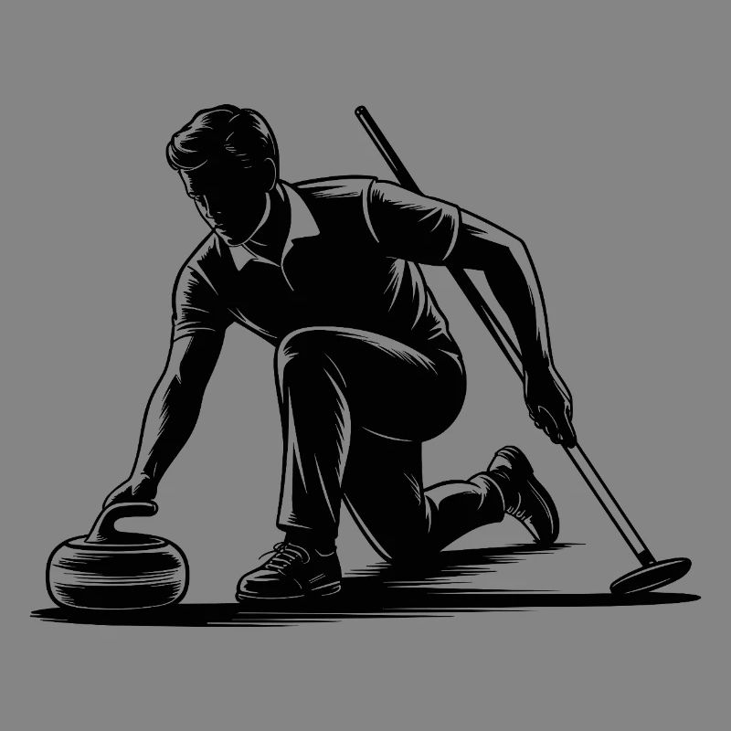 Curling Man Athlete Action Silhouette