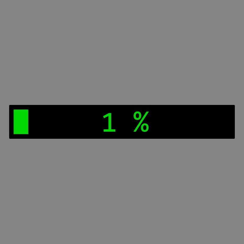 Barre de chargement rectangle Noir Vert 1%