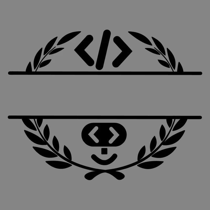 Code logo et code smiley dans une couronne de laurier