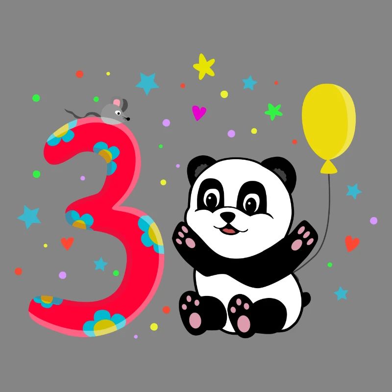 Third Birthday 3rd Year Old Panda Cute Gift