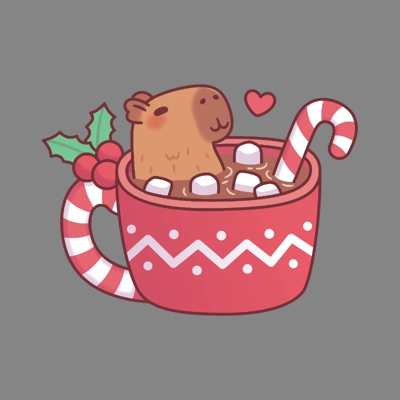 Un capybara mignon qui se détend dans un chocolat chaud avec un marshmall