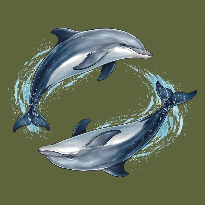Two jumping dolphins illustration