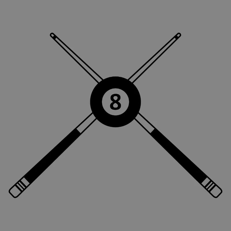 Crossed Pool Sticks Eight Ball