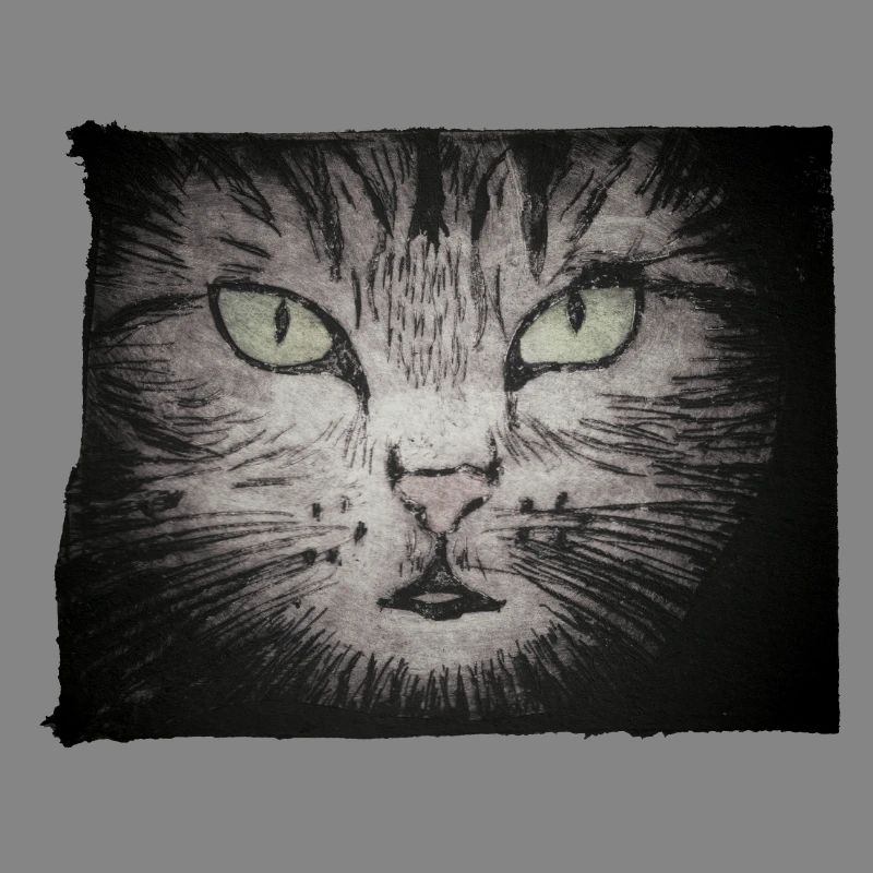 Katze schwarz - handgeschnitzte Druckvorlage