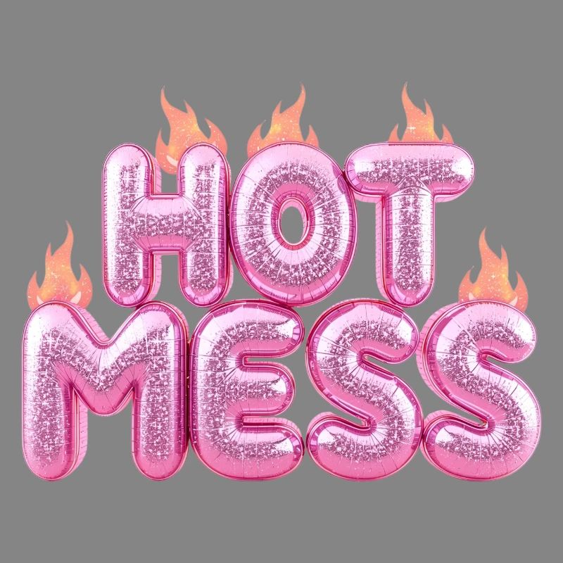 Hot Mess Pink 3D Bubble Typography