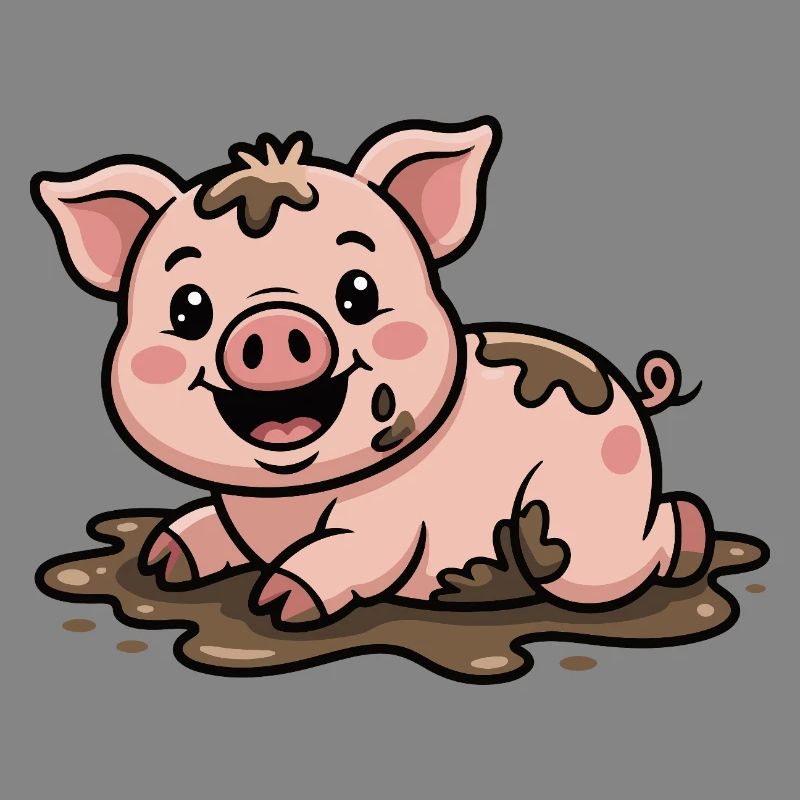 Cochon dans la boue mignon