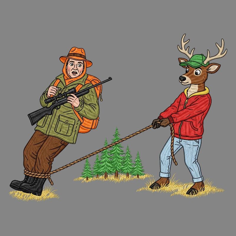 Forest Tug Duo: Hunter & Deer