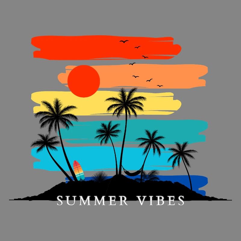 Summer Sunset Palm Trees Design Tropical