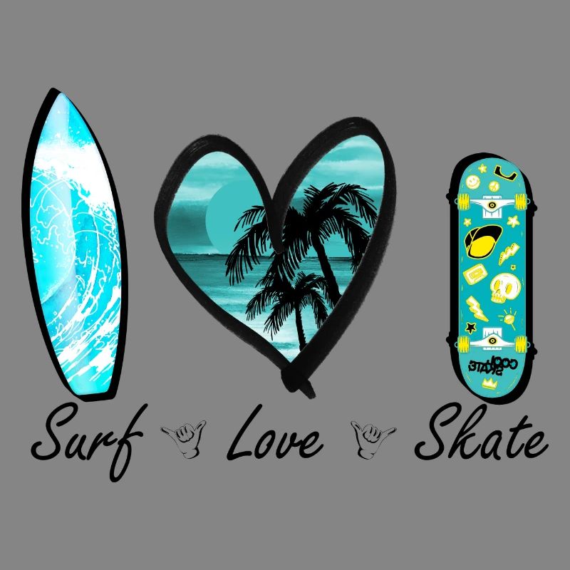 surf love skate wave heart