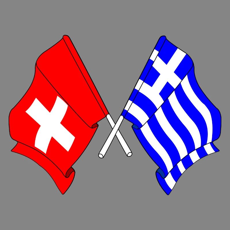 Drapeau de la Suisse et drapeau de la Grèce