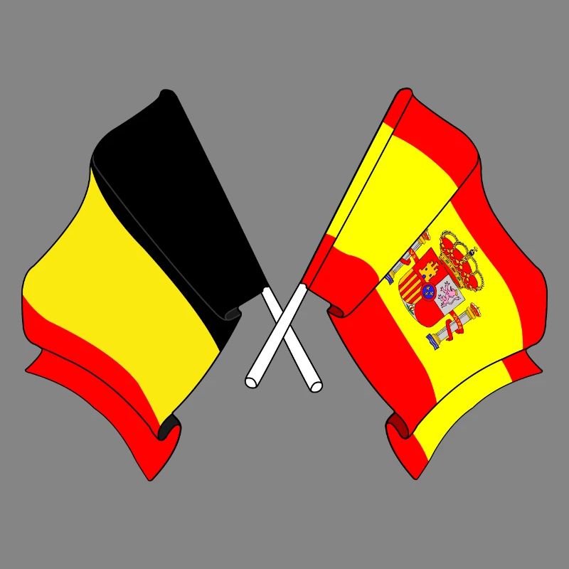 Flag Belgium, flag Spain