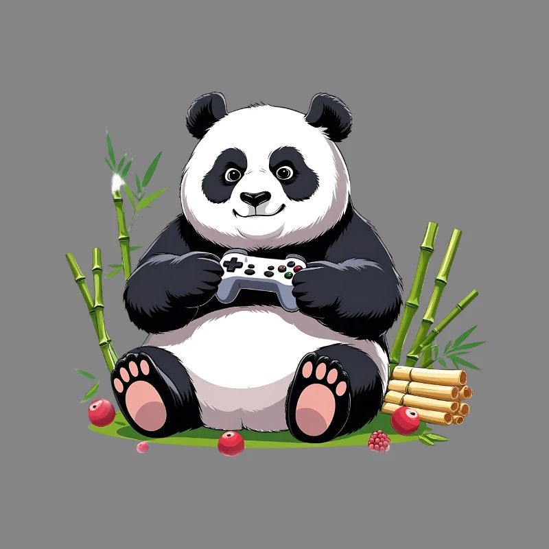 Panda mignon avec manette de jeu