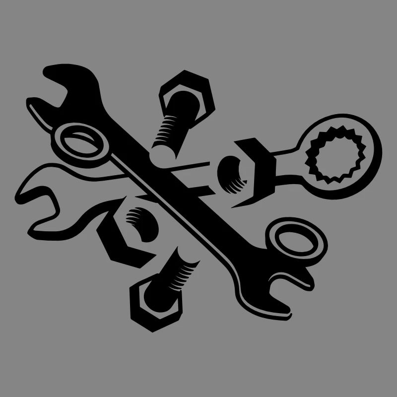 Screws, nuts and wrench